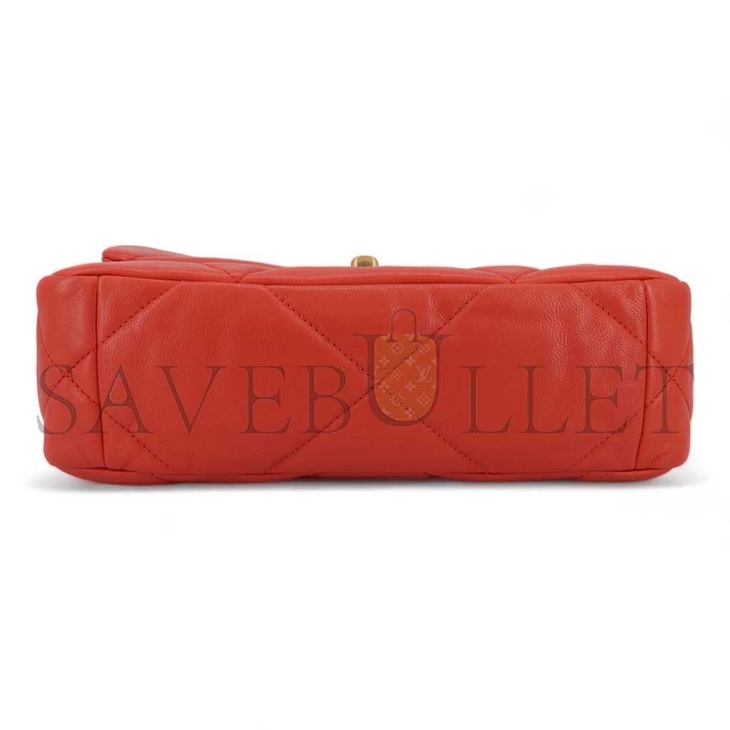 CHANEL 19 FLAP BAG IN RED LAMBSKIN AS1160 (26*16*9cm)